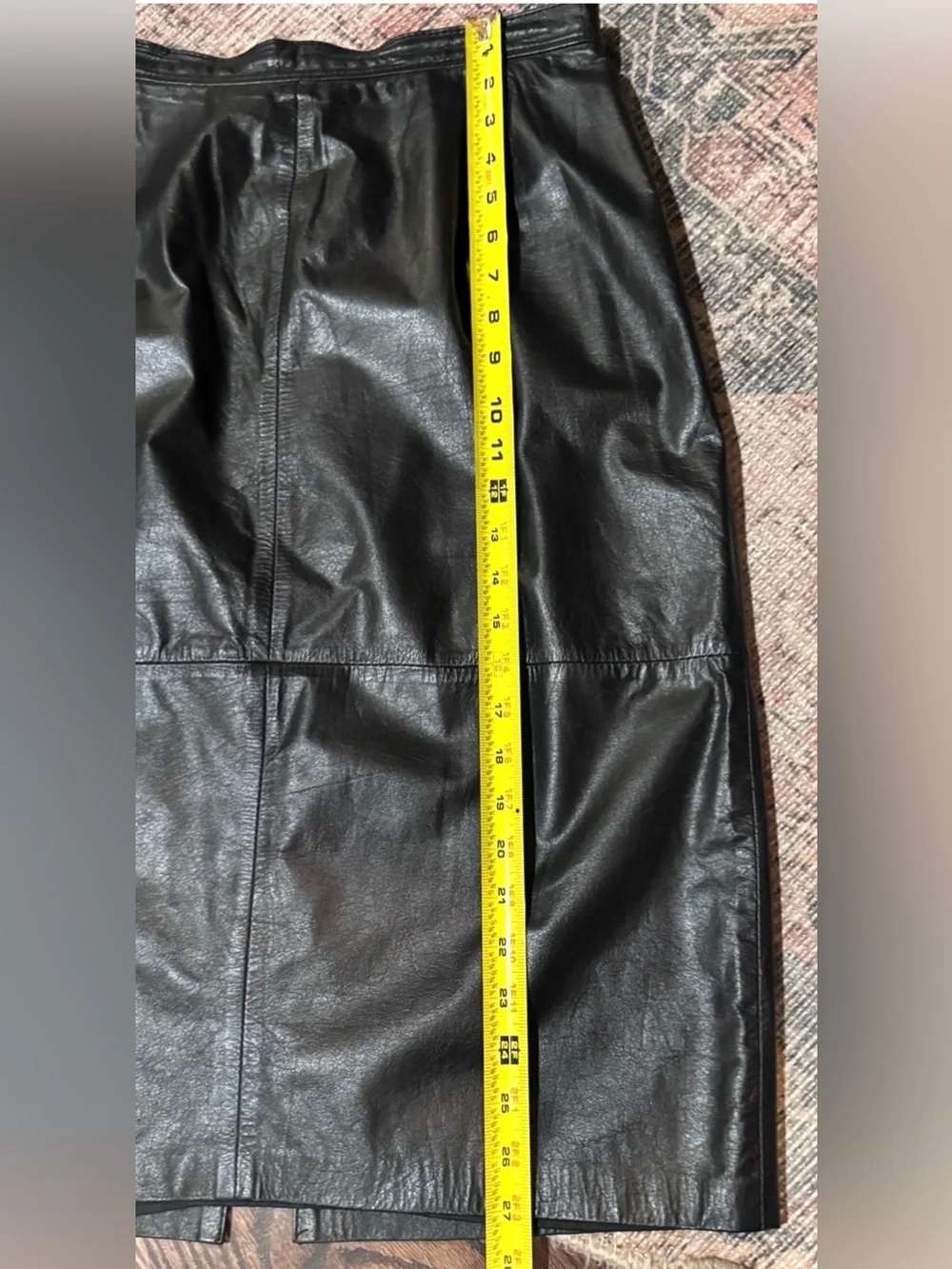 🖤COMIT🖤 VTG LEATHER BACK SLIT LINED BELOW KNEE PENCIL SKIRT❤️‍🔥